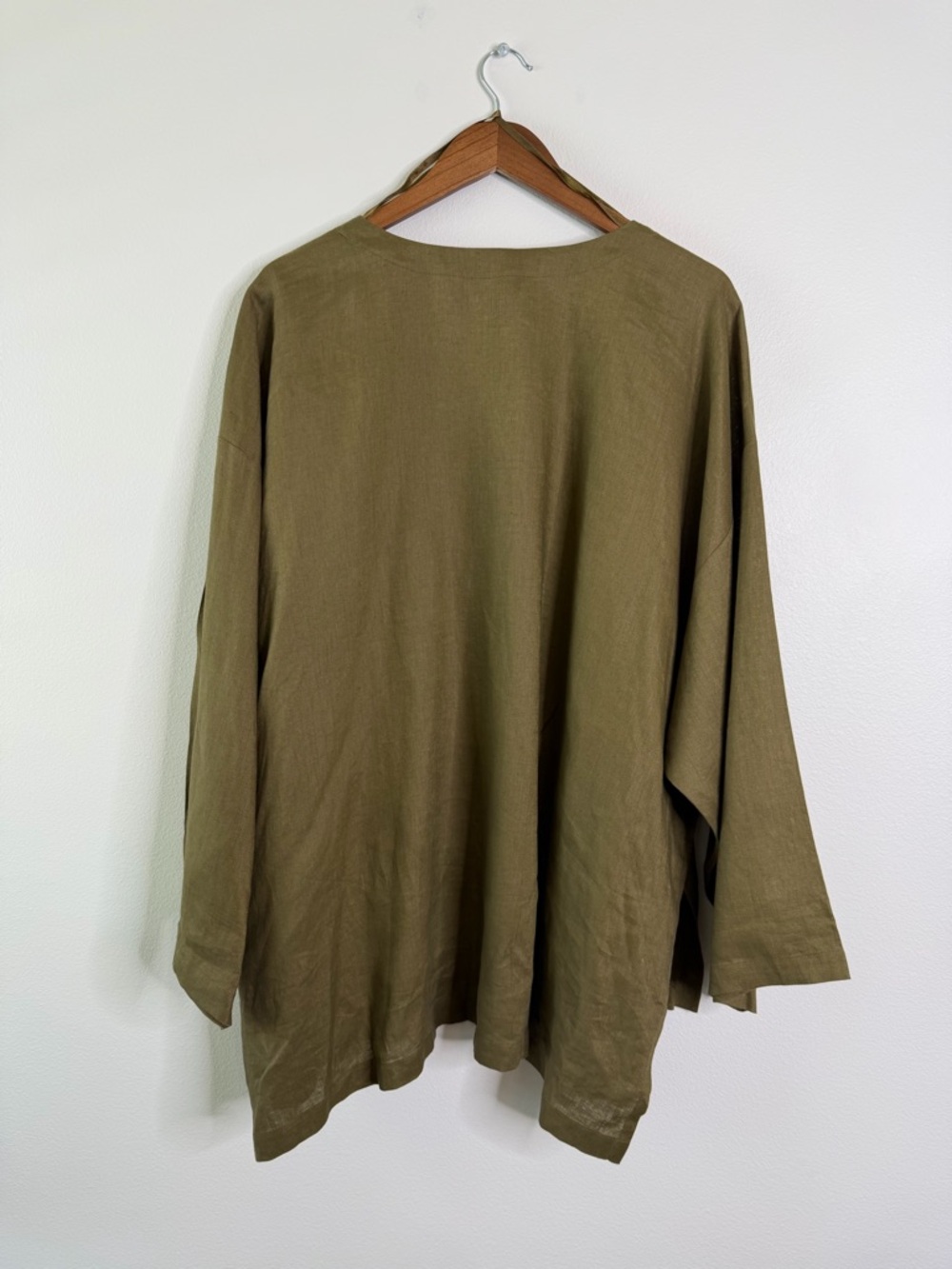 Olive Draped Open-Front Cardigan Sweater - Picture 3 of 14